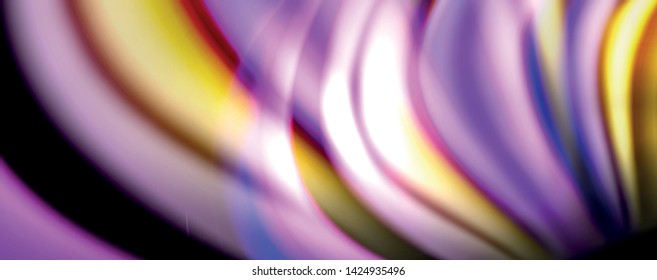Fluid color waves with light effects, vector abstract background, modern template