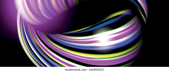 Fluid color waves with light effects, vector abstract background, modern template