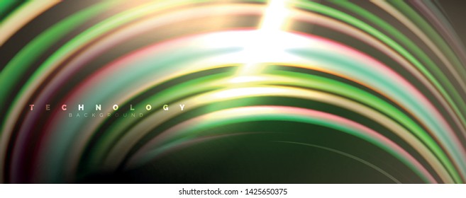 Fluid color waves with light effects, vector abstract background, modern template