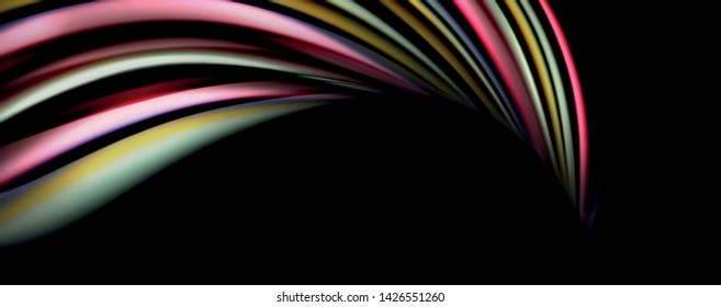 Fluid color waves with light effects, vector abstract background, modern template