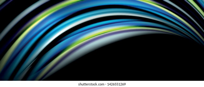 Olas de color fluido con efectos de luz, fondo abstracto vectorial, plantilla moderna