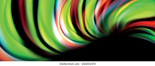 Fluid color waves with light effects, vector abstract background, modern template