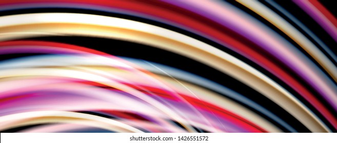 Olas de color fluido con efectos de luz, fondo abstracto vectorial, plantilla moderna