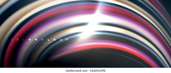 Fluid color waves with light effects, vector abstract background, modern template