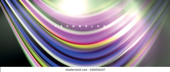 Fluid color waves with light effects, vector abstract background, modern template