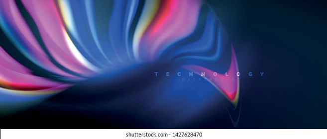 Fluid color waves with light effects, vector abstract background, modern template