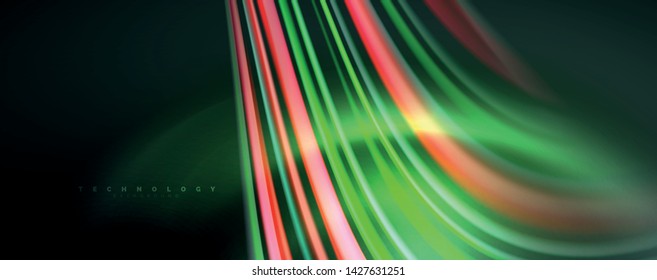 Fluid color waves with light effects, vector abstract background, modern template