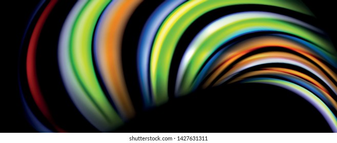 Fluid color waves with light effects, vector abstract background, modern template