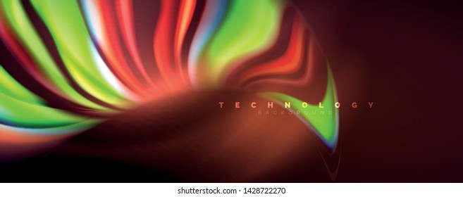 Olas de color fluido con efectos de luz, fondo abstracto vectorial, plantilla moderna