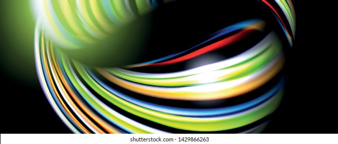 Fluid color waves with light effects, vector abstract background, modern template