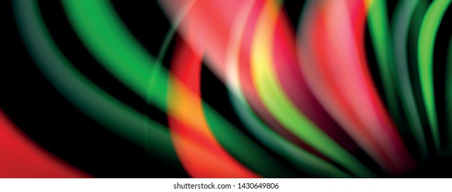 Fluid color waves with light effects, vector abstract background, modern template