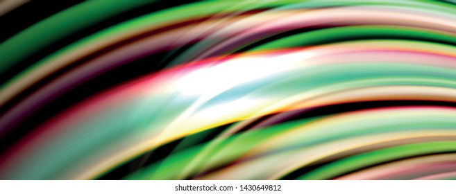 Fluid color waves with light effects, vector abstract background, modern template