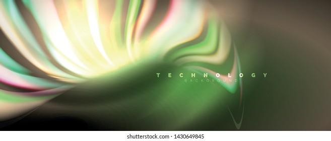 Fluid color waves with light effects, vector abstract background, modern template