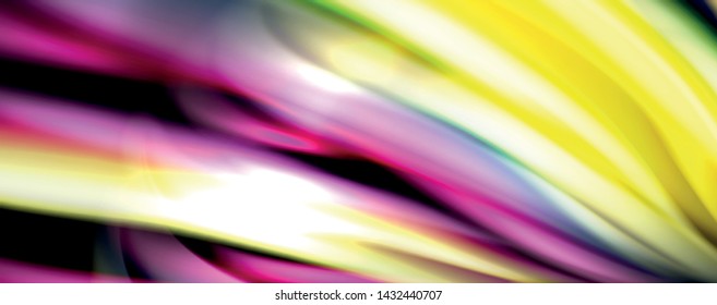 Fluid color waves with light effects, vector abstract background, modern template