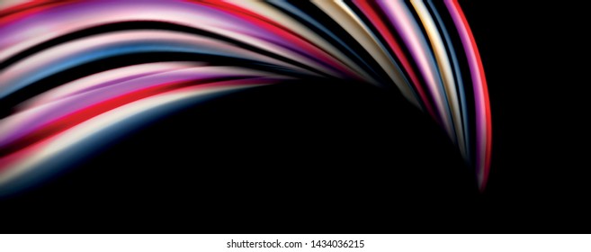 Ondas de cor fluida com efeitos de luz, fundo abstrato vetorial, modelo moderno