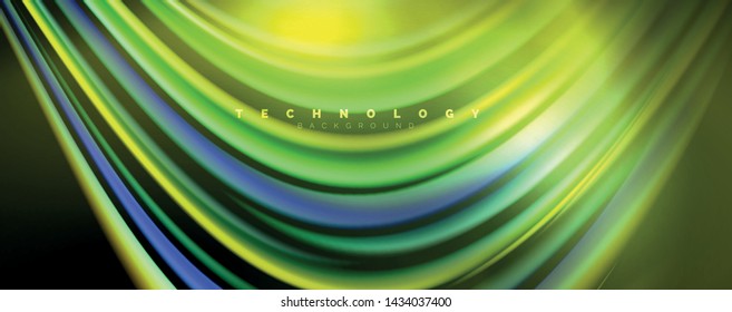 Fluid color waves with light effects, vector abstract background, modern template