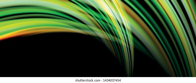 Fluid color waves with light effects, vector abstract background, modern template