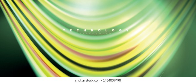 Fluid color waves with light effects, vector abstract background, modern template