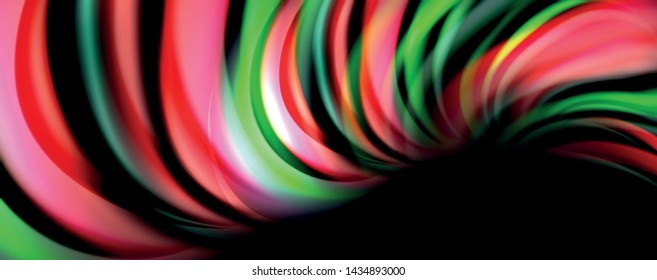 Fluid color waves with light effects, vector abstract background, modern template