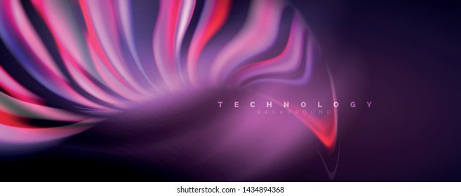 Fluid color waves with light effects, vector abstract background, modern template