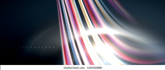 Fluid color waves with light effects, vector abstract background, modern template