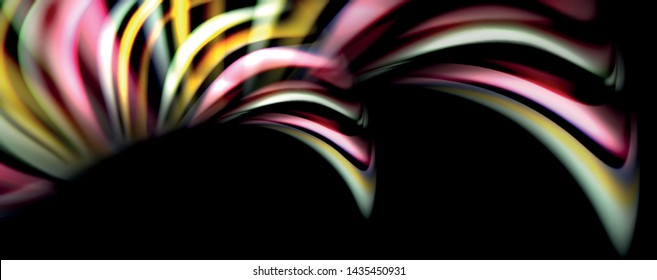Fluid color waves with light effects, vector abstract background, modern template
