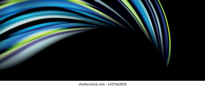 Fluid color waves with light effects, vector abstract background, modern template