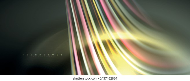 Flüssige Farbwellen mit Lichteffekten, abstrakter Vektorhintergrund, moderne Vorlage
