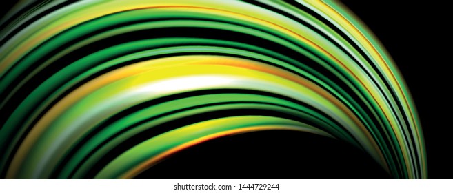 Fluid color waves with light effects, vector abstract background, modern template