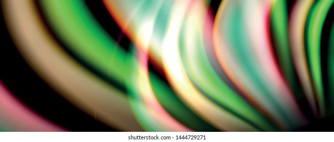 Fluid color waves with light effects, vector abstract background, modern template