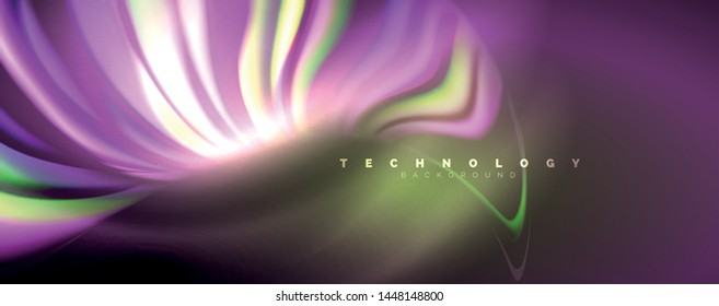 Fluid color waves with light effects, vector abstract background, modern template