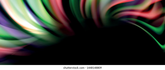 Fluid color waves with light effects, vector abstract background, modern template