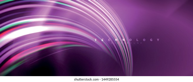 Fluid color waves with light effects, vector abstract background, modern template