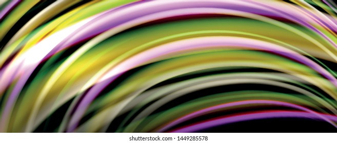 Olas de color fluido con efectos de luz, fondo abstracto vectorial, plantilla moderna