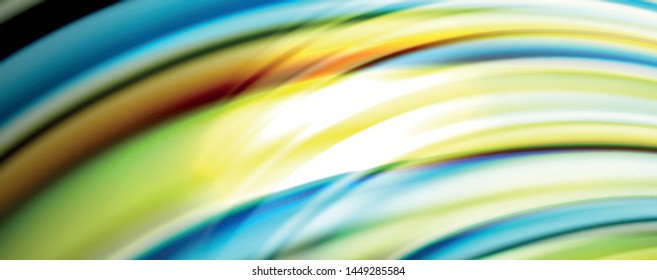 Fluid color waves with light effects, vector abstract background, modern template
