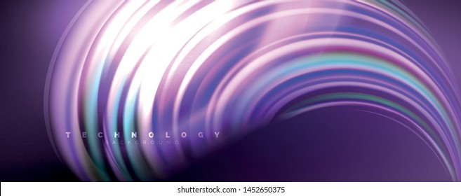 Fluid color waves with light effects, vector abstract background, modern template