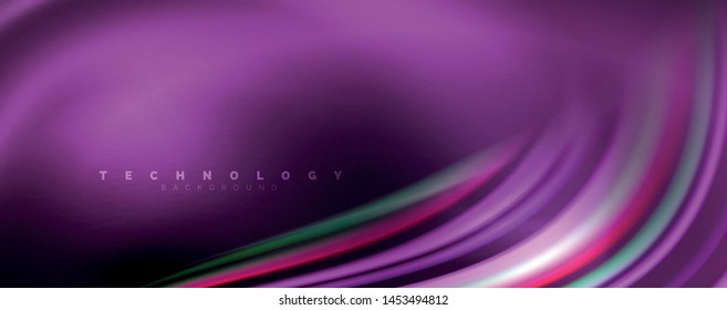 Fluid color waves with light effects, vector abstract background, modern template