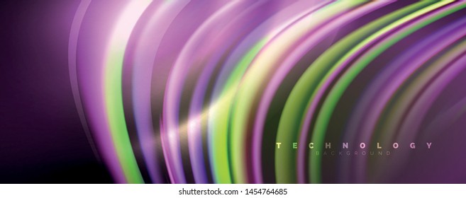 Olas de color fluido con efectos de luz, fondo abstracto vectorial, plantilla moderna