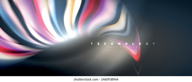 Olas de color fluido con efectos de luz, fondo abstracto vectorial, plantilla moderna