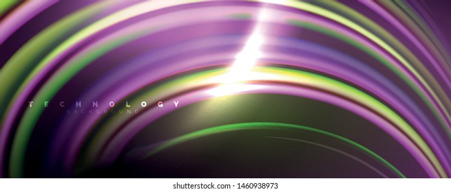 Fluid color waves with light effects, vector abstract background, modern template