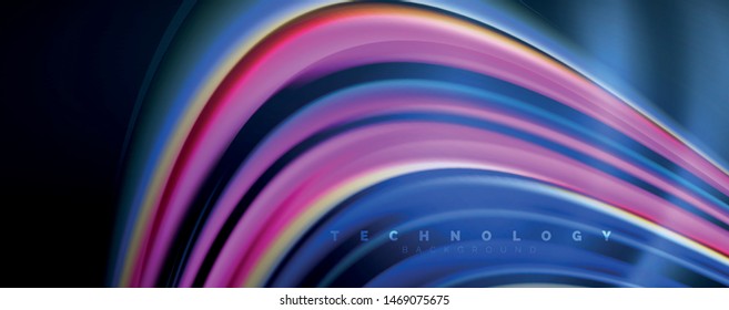 Olas de color fluido con efectos de luz, fondo abstracto vectorial, plantilla moderna