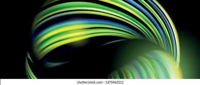 Fluid color waves with light effects, vector abstract background, modern template