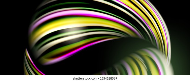 Fluid color waves with light effects, vector abstract background, modern template