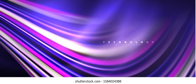 Fluid color waves with light effects, vector abstract background, modern template