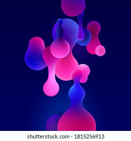 Fluid colored bubbles on dark background. Abstract vector illustration