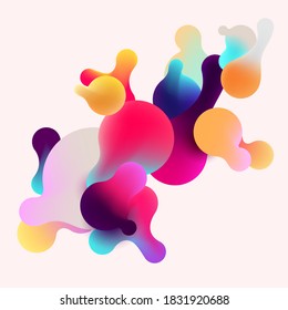 Fluid colorful bubbles on white background. Abstract vector illustration