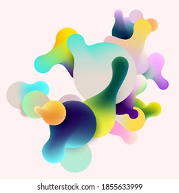 Fluid colorful bubbles on white background. Abstract vector illustration