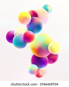 Fluid colorful bubbles on white background. Abstract vector illustration