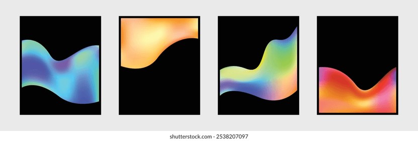 Fluid colorful gradient background template set. Modern liquid color gradation cover design bundle. Suitable for poster, banner, or social media template.