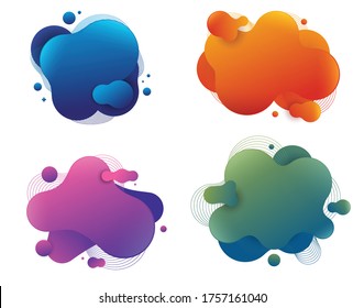 Formas redondeadas de gradiente coloridas y fluidas. Burbuja de salpicaduras líquidas.